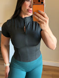 Blusa zíper em poliamida